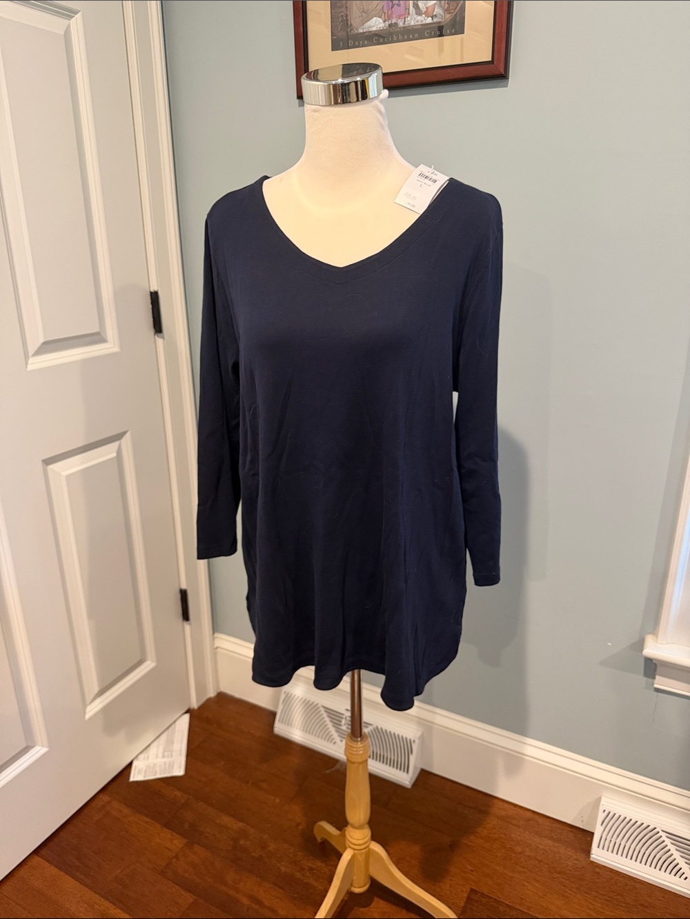 J. Jill Navy V-Neck Long Sleeve Tunic
